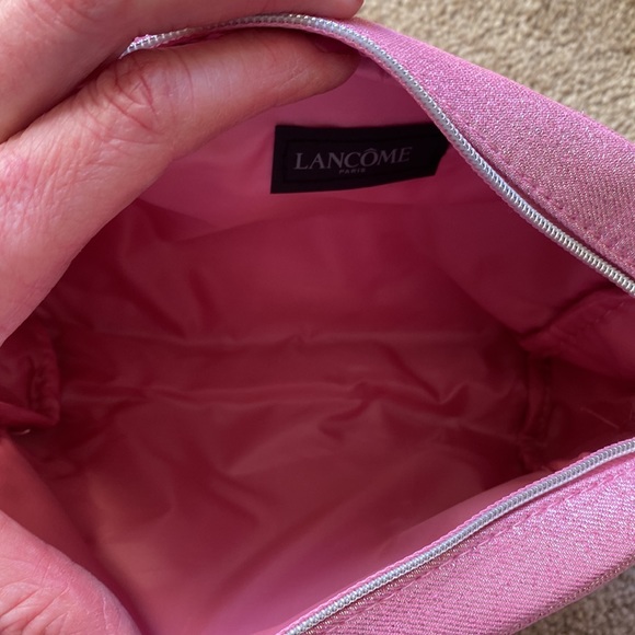 Pink shimmery sparkly make up bag brand new never used with Rose on zipper - Picture 2 of 3